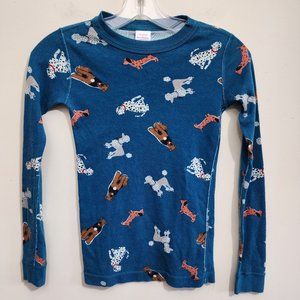 Hanna Anderson teal colored dog print long sleeve pajama top girls size 10